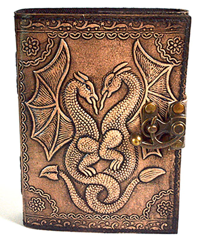 Double Dragon aged looking paper leather w/ latch