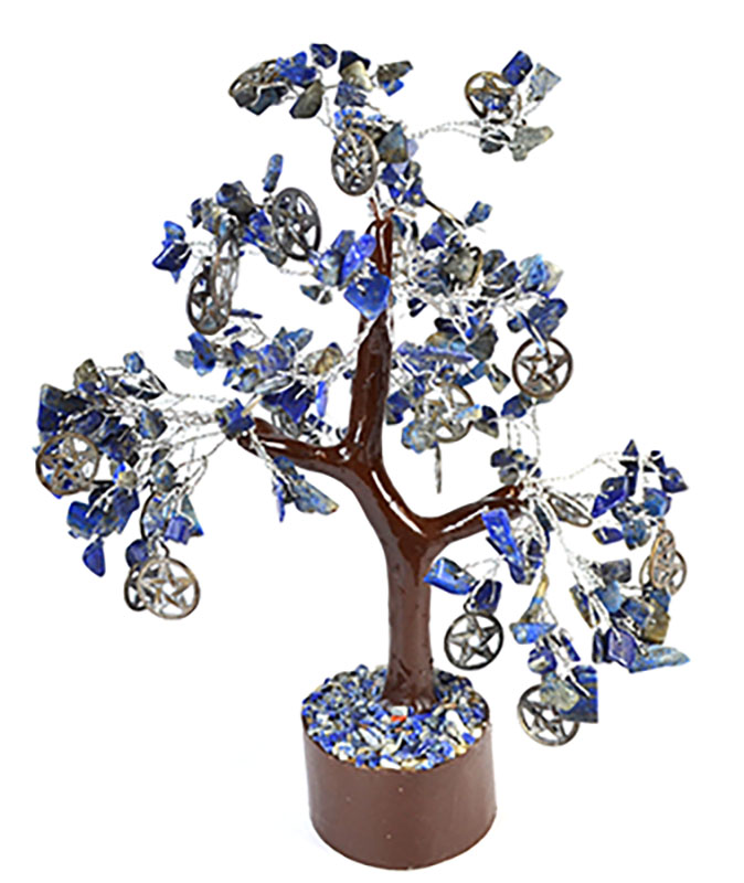 Lapis W pentacles gemstone tree (300 beads)